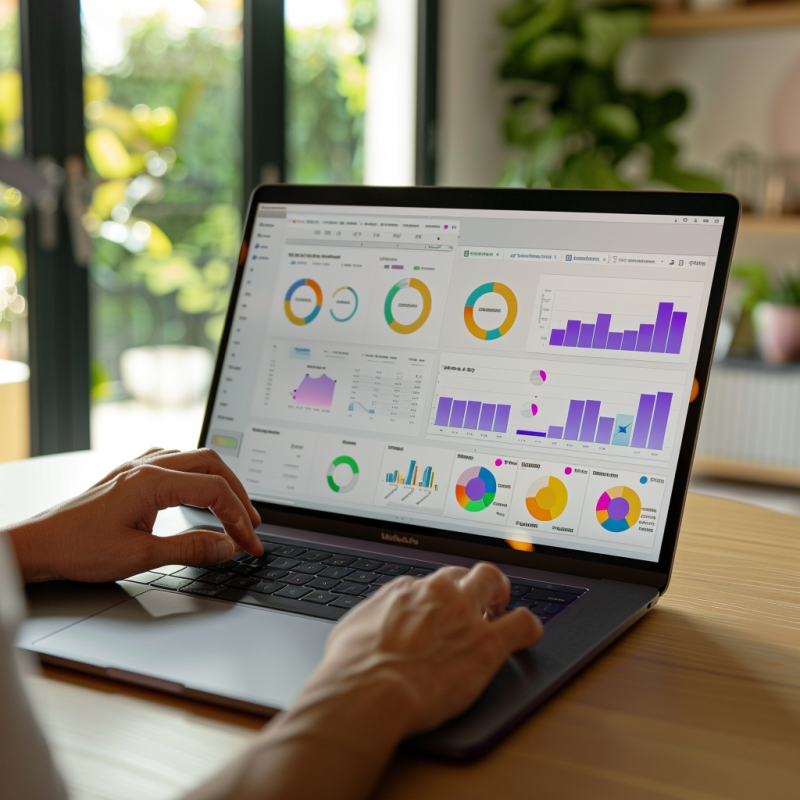 a person analyzing a dashboard on their laptop